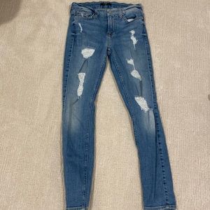 7 for All Mankind Ripped mid-light wash skinny jeans size 26